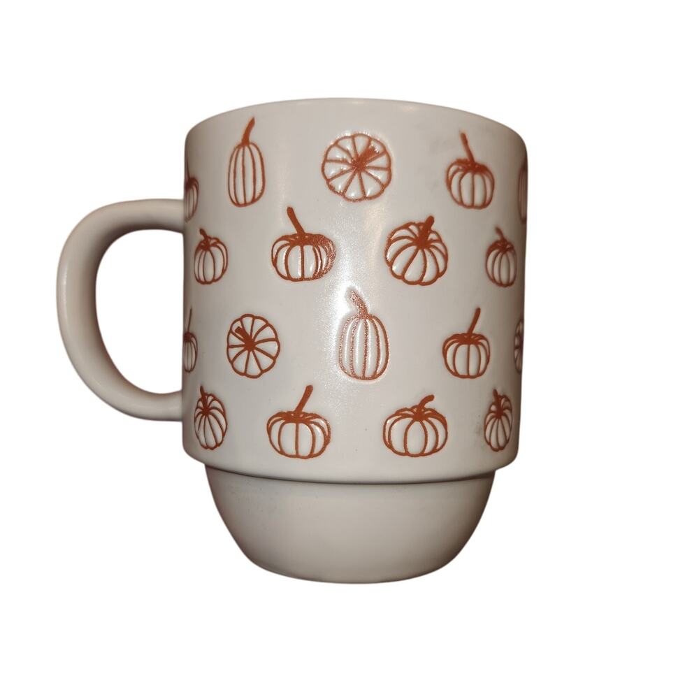 White And Orange Pumpkin/ Squash Coffee‎ Mug Easy Stacking